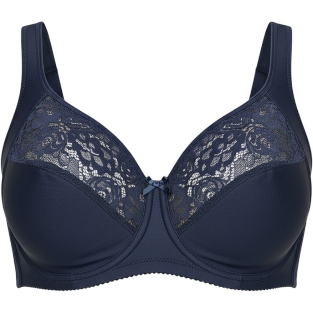 Glamorise MagicLift Minimizer Lace Bra Navy Blue 44DD